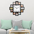2-in-1 Wall Clock & Photo Collage Frame, 12 Photos, Black