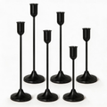 Black Metal Taper Candle Holders With Weighted Base, Set of 6