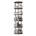 Rotating Bookshelf Tower 5 Tier Spinning Bookcase Revolving 360 Book Shelf Narrow Tall Bookcase Vertical Turning Round Storage Bookshelf Book Shelf Organizer For Bedroom Living Room Brown