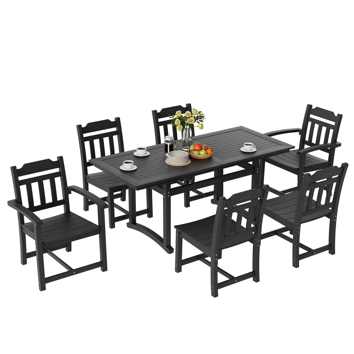 7 Pieces Patio Dining Set, Outdoor Rectangle Furniture Table And Chairs