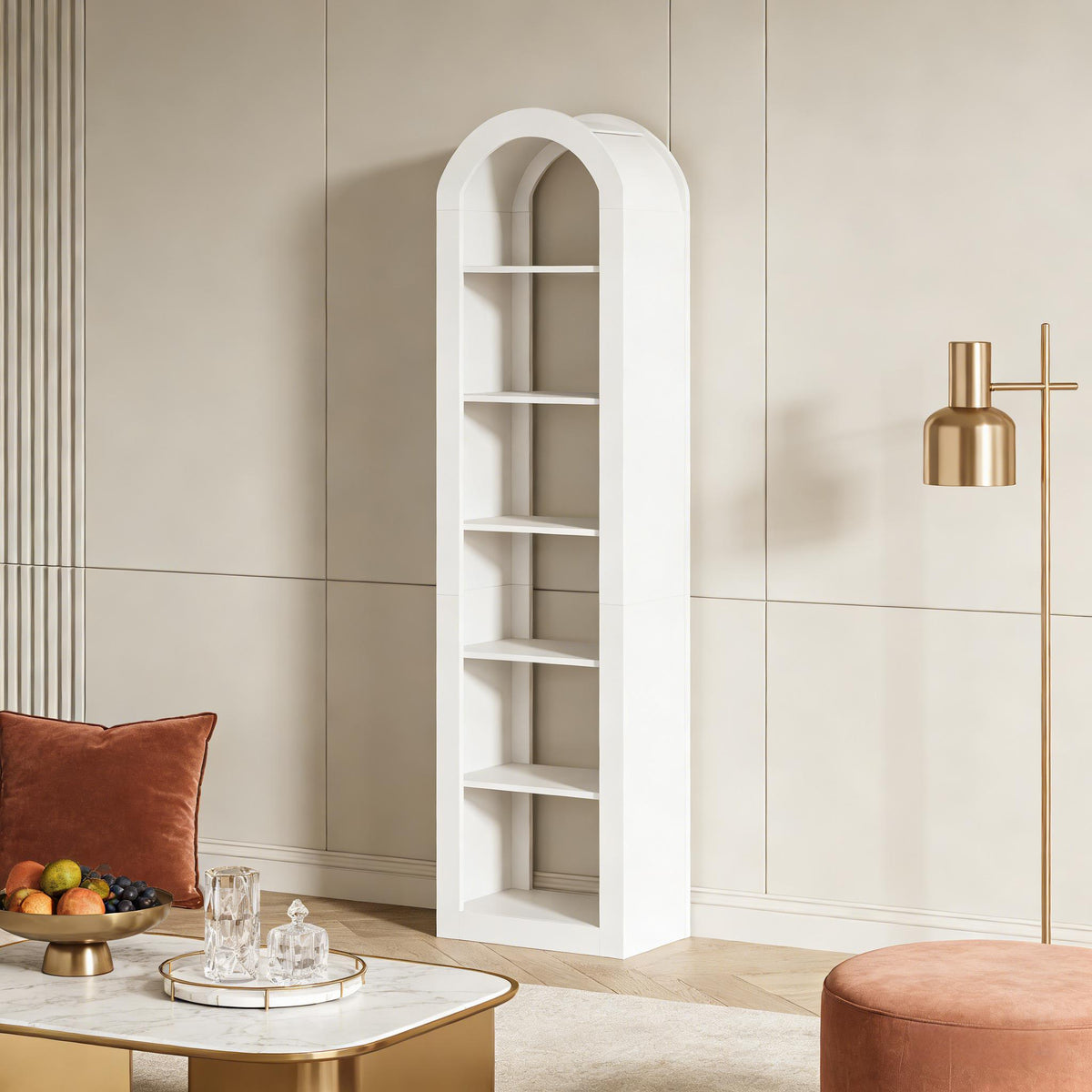 Open Display Arched Bookshelf Bookcase