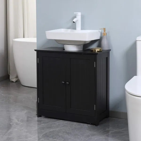 Bathroom Cabinet with 2 Doors and Shelf Bathroom Vanity, Black