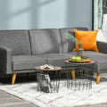 End Tables Set of 2, Nesting Tables with Storage, Round Accent Side