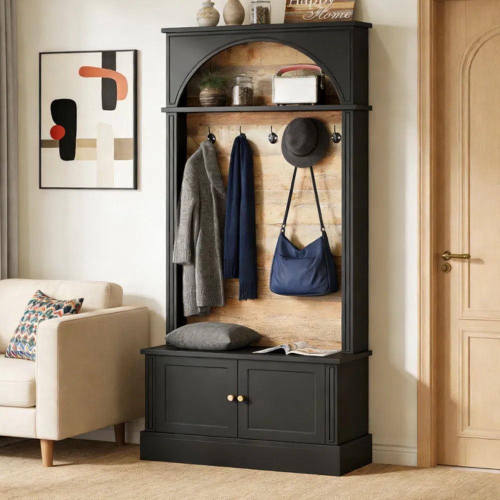 Entryway Coat Rack With Shoe Storage Bench
