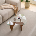 Mid-Century Modern Wood Center Table Small Farmhouse Coffee Table For Living Room Brown