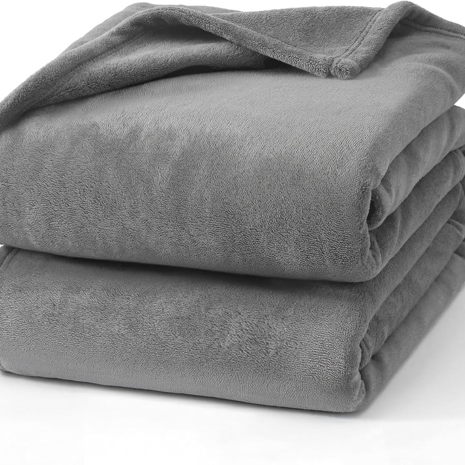 Grey Fleece Blanket, Soft Flannel Bed Blanket For Couch Sofa