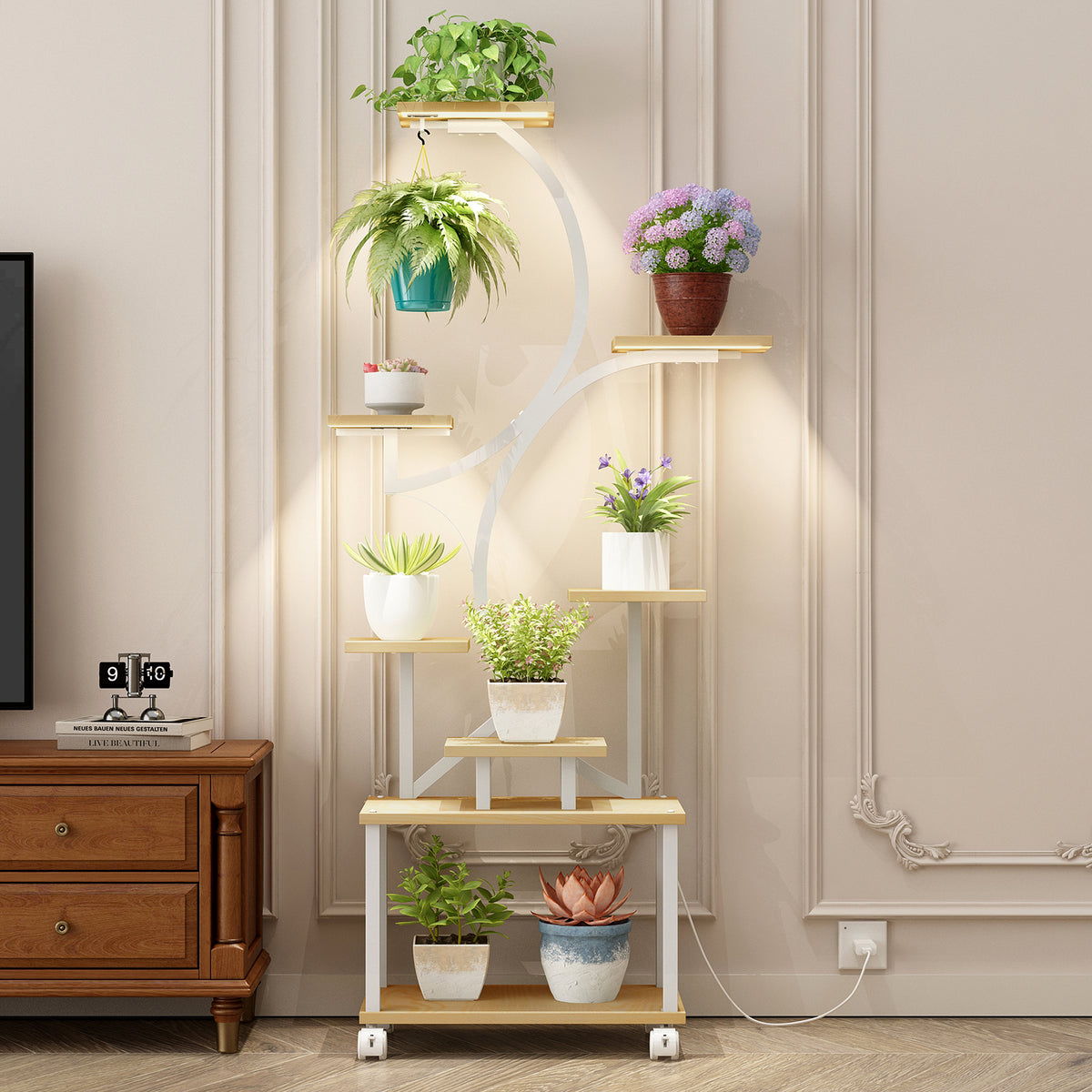 8-Tier Corner Plant Stand With Grow Lights, 62 in