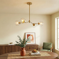 4-Light Linear Chandelier With Clear Glass, Gold, 36 in