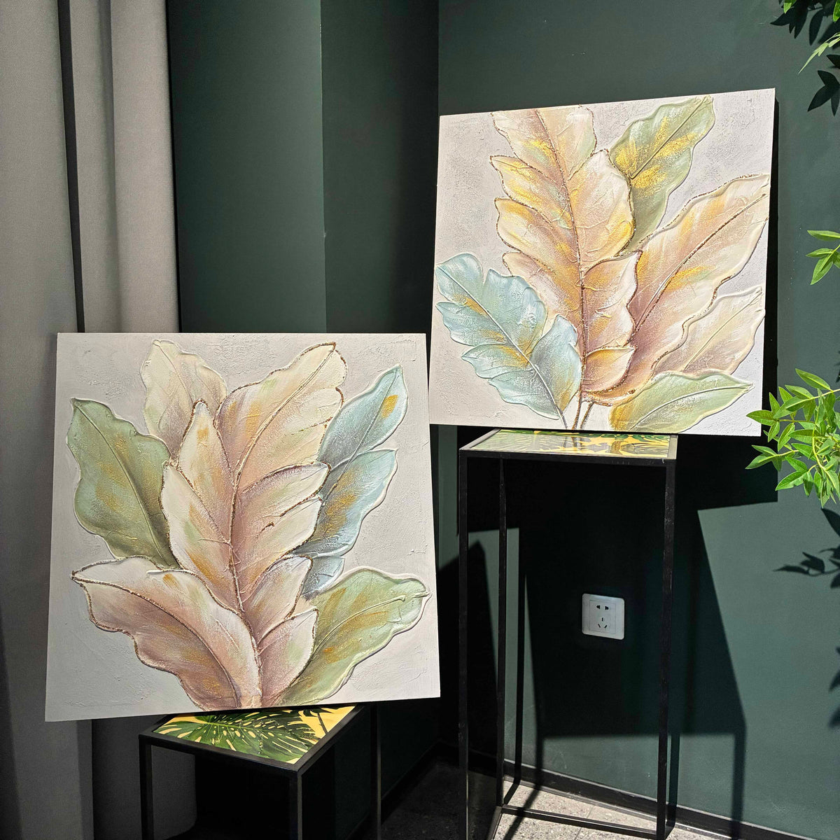 Botanical Leaf Wall Art, 24 x 24 in, Set of 2