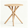 Modern Round Side Table With Crossed Metal Legs, 23.6inch Small Accent End Table With Adjustable Feet, Sofa Side Table For Living Room Bedroom Small Spaces, Natural Wood
