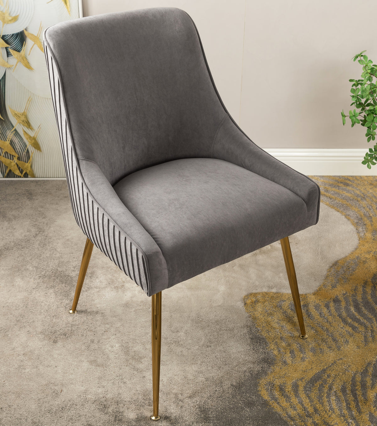 Velvet Dining Chair With Gold Legs Modern Upholstered Accent Blue