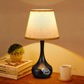 3-Way Dimmable Set Of 2 Small Bedside Lamps For Night Stands, Black Desk Lamps LED Bulbs Included
