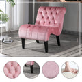 Modern Velvet Armless Accent Chair with Wooden Legs, Upholstered Leisure Chair for Bedroom, Living Room & Office