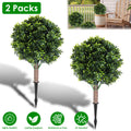2 Packs Faux Boxwood Ball Trees Artificial Peanut Topiary Tree UV Resistant Indoor Outdoor Decor