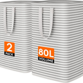 Large Laundry Hamper Bags 80L, Set of 2 — Grey
