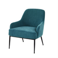 Greenish Blue Velvet Accent Chair Modern Upholstered Armchair With Metal Legs Comfy Side Chair For Living Room Bedroom