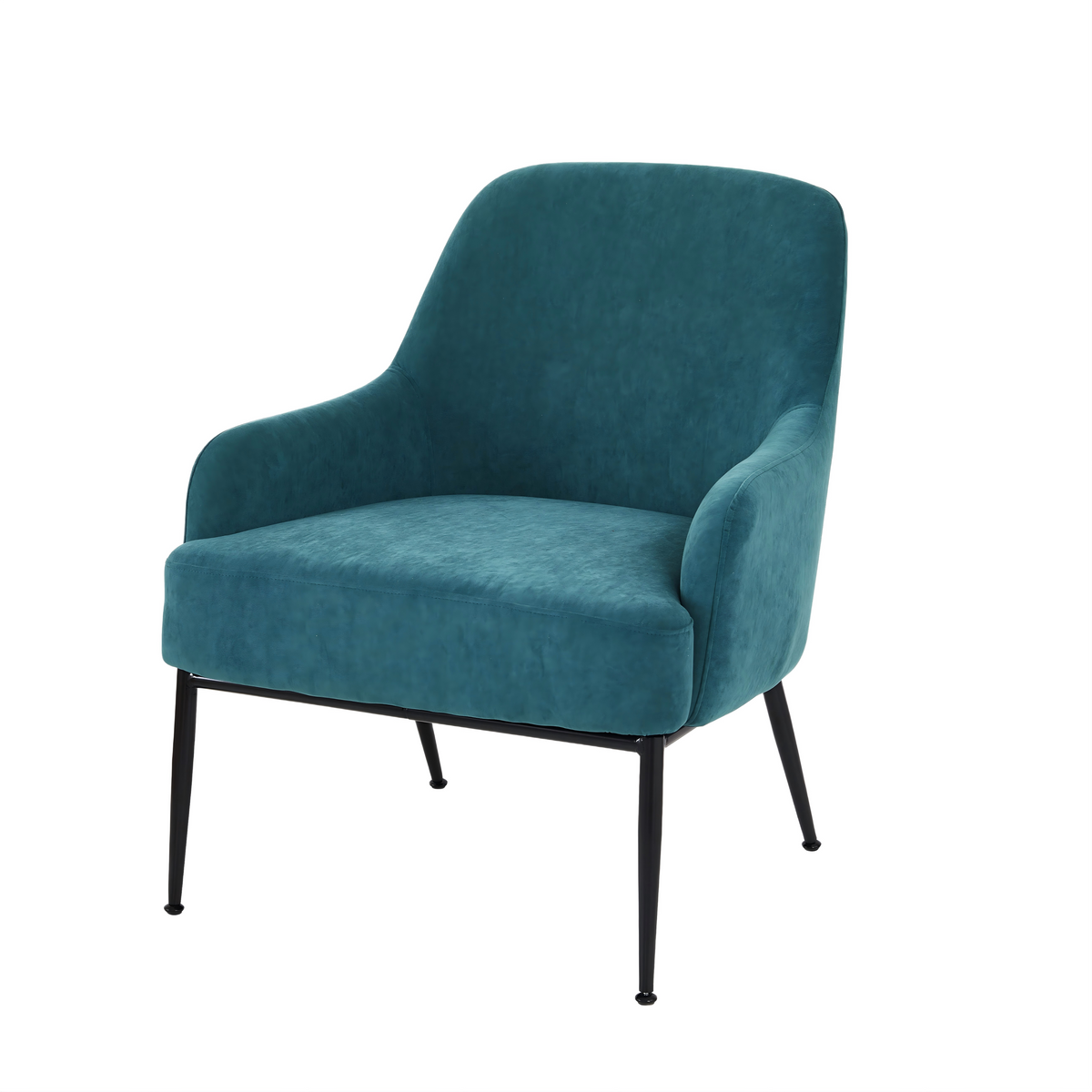 Greenish Blue Velvet Accent Chair Modern Upholstered Armchair With Metal Legs Comfy Side Chair For Living Room Bedroom