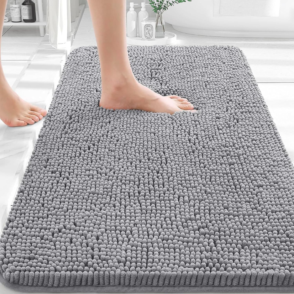 Chenille Bath Rug, 30 x 20 in, Grey