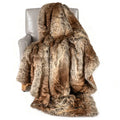 Faux Raccoon Fur Throw Blanket, 60 x 80 in, Coffee