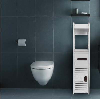 Wood Plastic Panel Bathroom Shelf - White