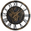 Brown Gear Wall Clock With World Map, 27 in