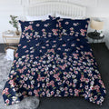 Dark Blue Floral Comforter Set, Queen, 3 Piece