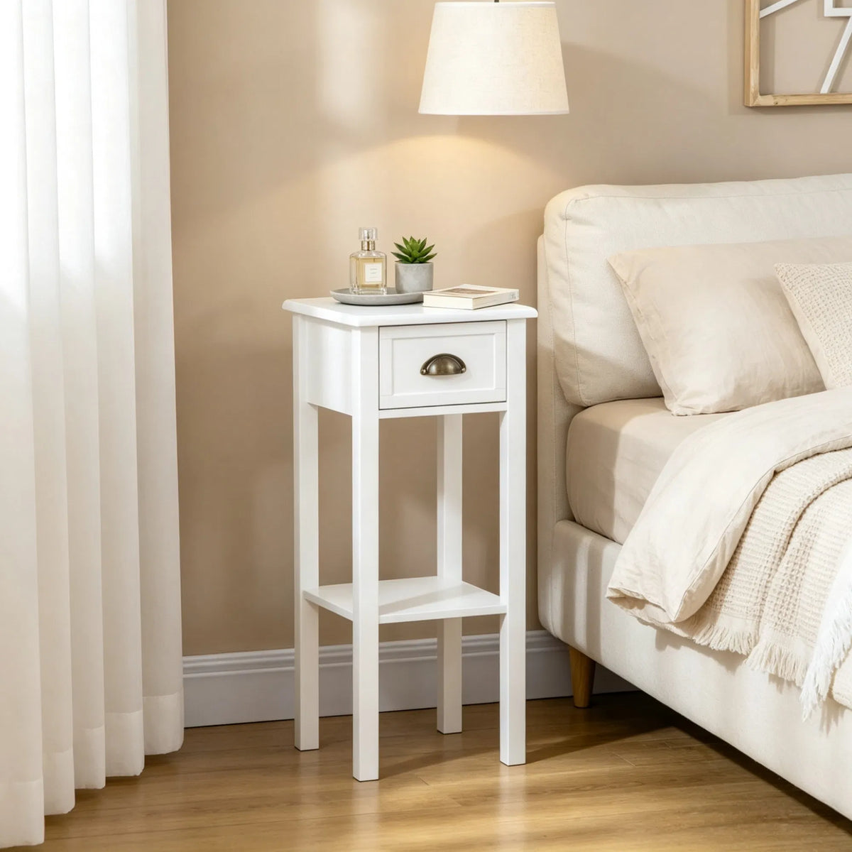 White 2-Pack 2-Tier Side Tables Nightstand With Open Shelf
