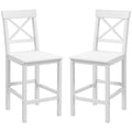 Counter Height Stools Set of 2, Farmhouse Bar Stools with Backs, Wood Counter Stools for Kitchen Island White
