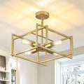 Industrial 4-Light Flush Mount Ceiling Light, Gold