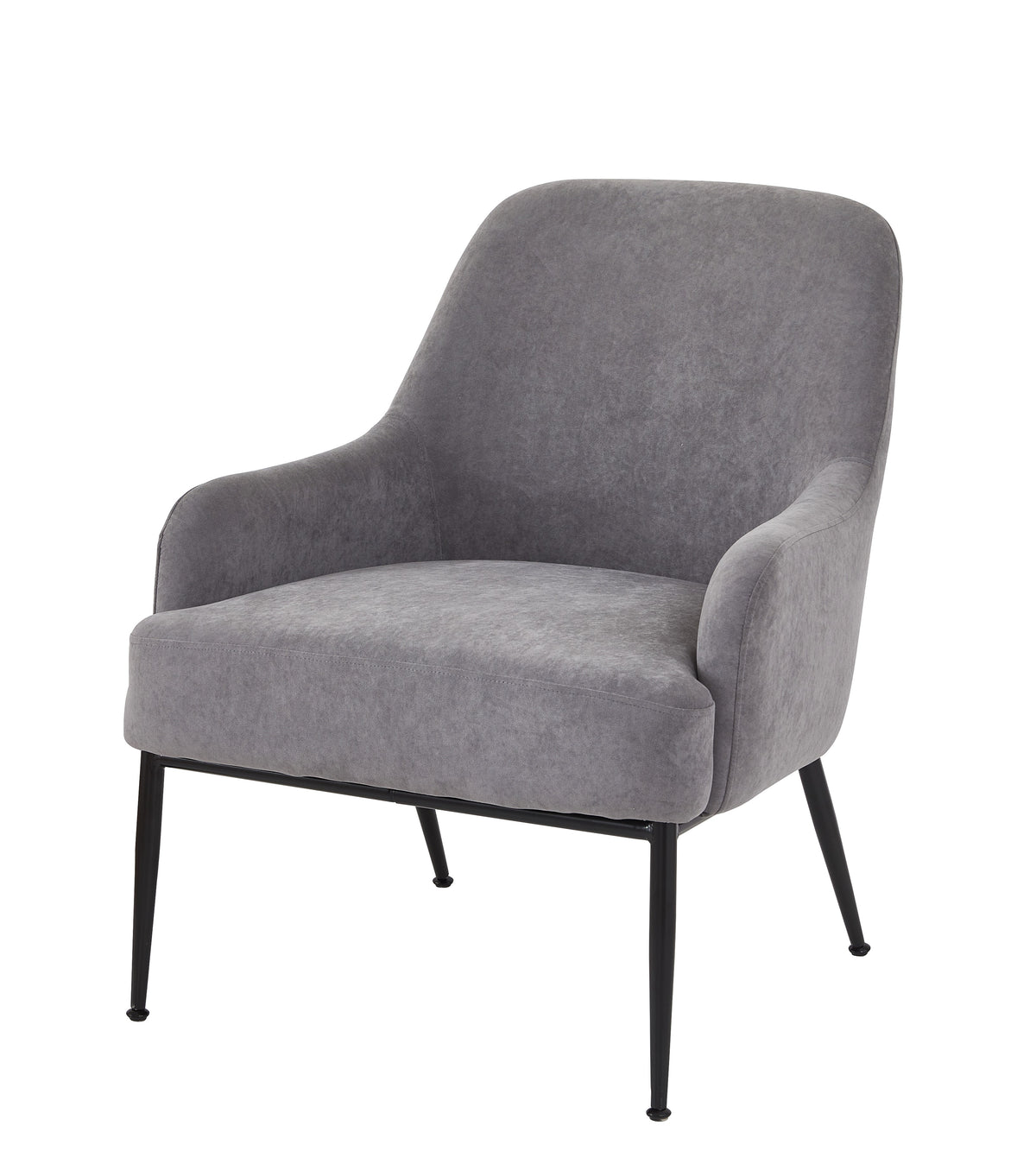 Grey Velvet Accent Chair, Modern Upholstered Armchair With Metal Legs