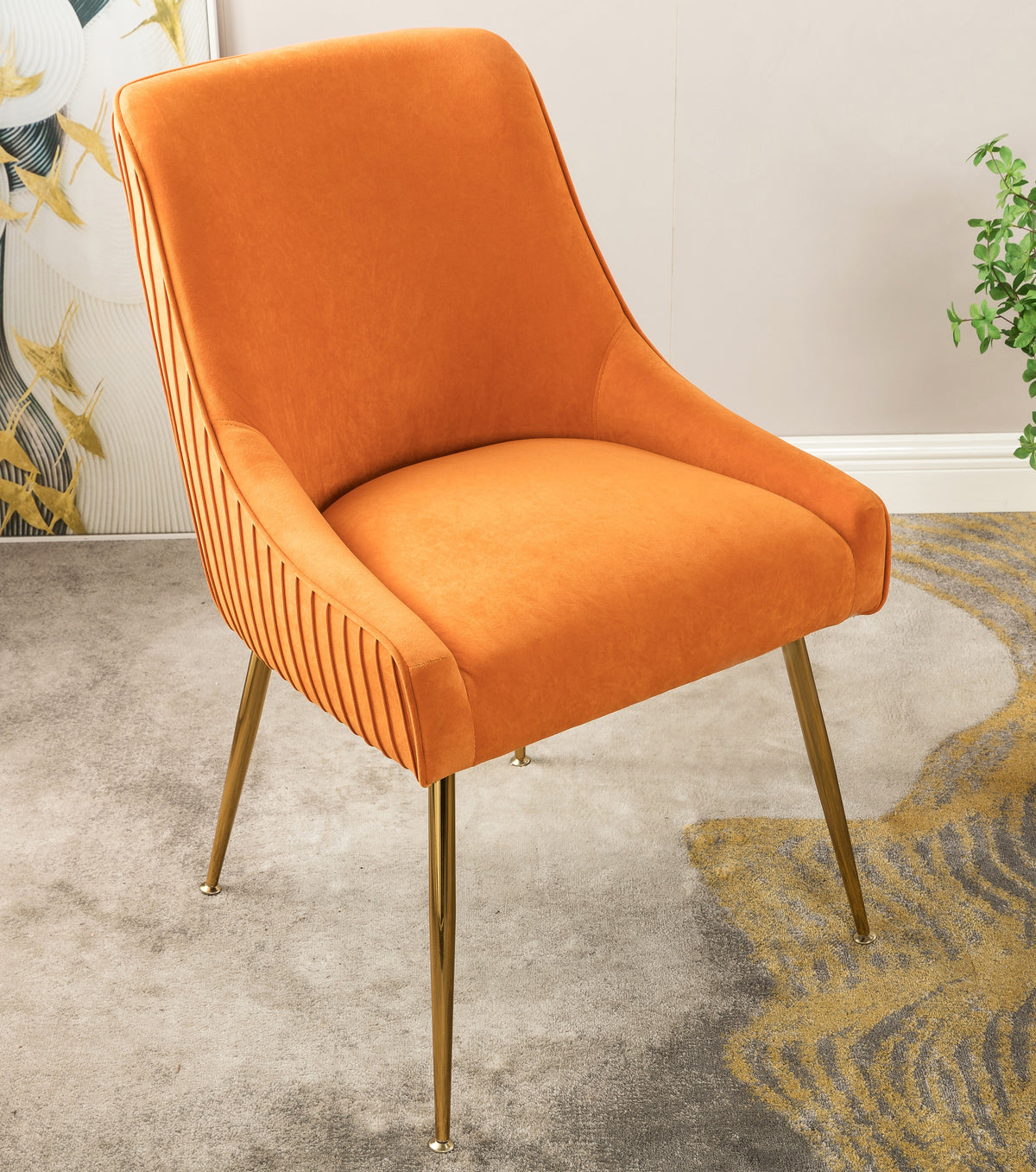 Velvet Dining Chair With Gold Legs Modern Upholstered Accent Green