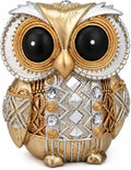 Small Gold Owl Statue Figurine For Shelf Decor, Elegant Bird Sculpture For Tabletop, Mantel, Bookshelf, Bedroom And Living Room