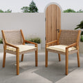 Outdoor Dining Chair - Acacia Wood & Wicker With Cream Cushion, Patio Furniture