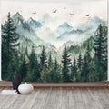Misty Forest Mountain Tapestry Sage Green