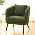 Velvet Accent Chair With Pillow Modern Upholstered Armchair With Metal Legs Comfy Barrel Chair For Living Room Bedroom