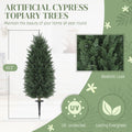 43.3 Inch Set Of 2 Artificial Cypress Topiary Tree, Indoor Outdoor UV Resistant Faux Plant For Entryway, Patio, Home Decor