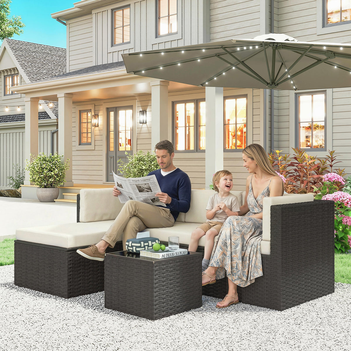 3 Piece Patio Furniture Set, Wicker Outdoor Patio Conversation Furniture