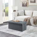Folding Storage Ottoman Bench, Ottoman Foot Rest, End Of Bed Bench, Storage Chest, For Living Room, Bedroom, Entryway, 30 Inches, Gray