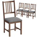 Set of 4 Dining Chairs, Upholstered Dining Room Chairs with Rubberwood Legs for Kitchen, Farmhouse Walnut