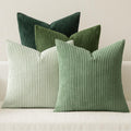 Soft Corduroy Decorative Throw Pillow Covers, Forest Green, 18 X 18 Inches, Cozy Textured Cushion Covers For Sofa & Bedroom