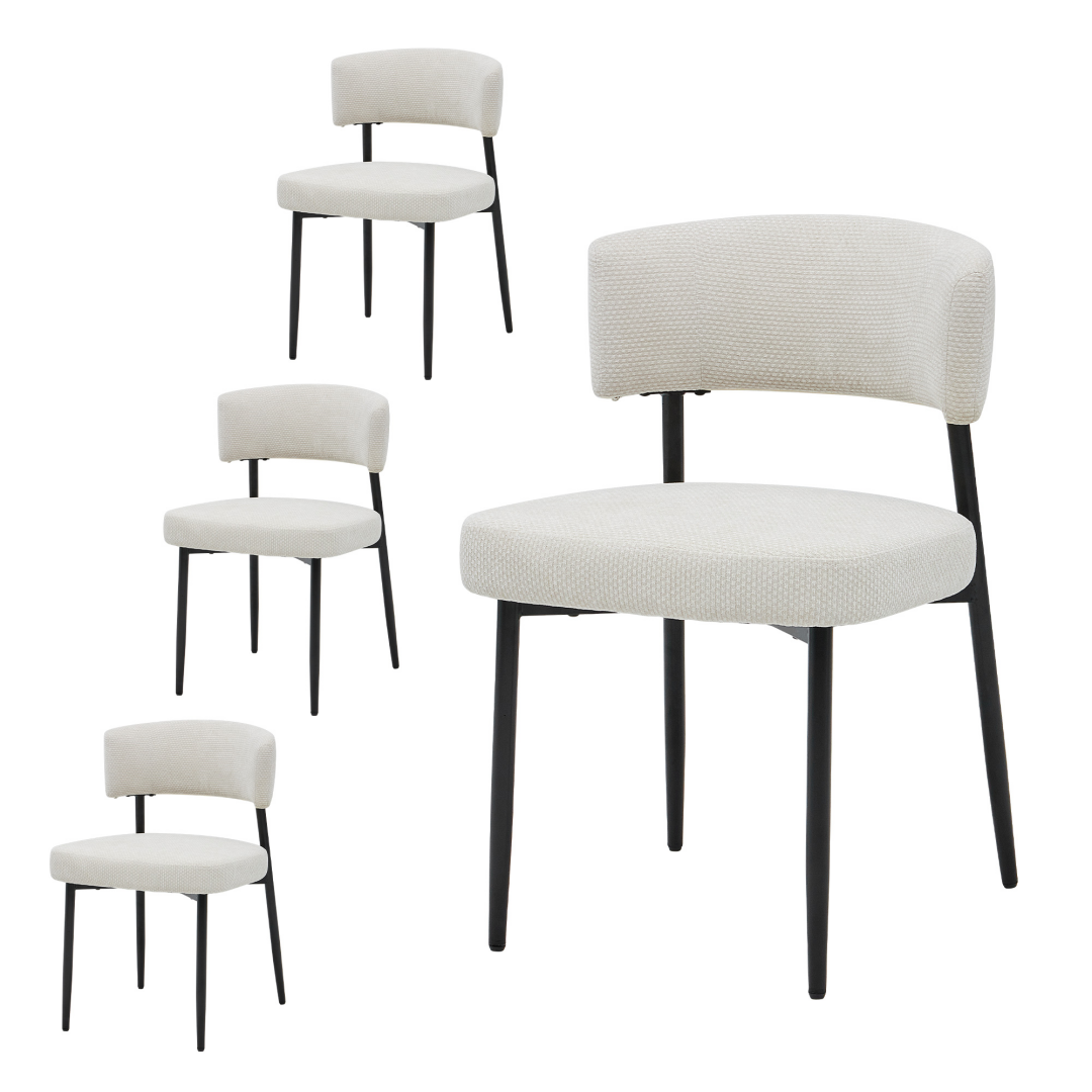 Modern Dining Chairs Set Of 4, Upholstered Dining Chairs With Curved Backrest, Sturdy Metal Frame