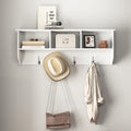 White Entryway Wall Mounted Coat Rack With 4 Dual Hooks Classic