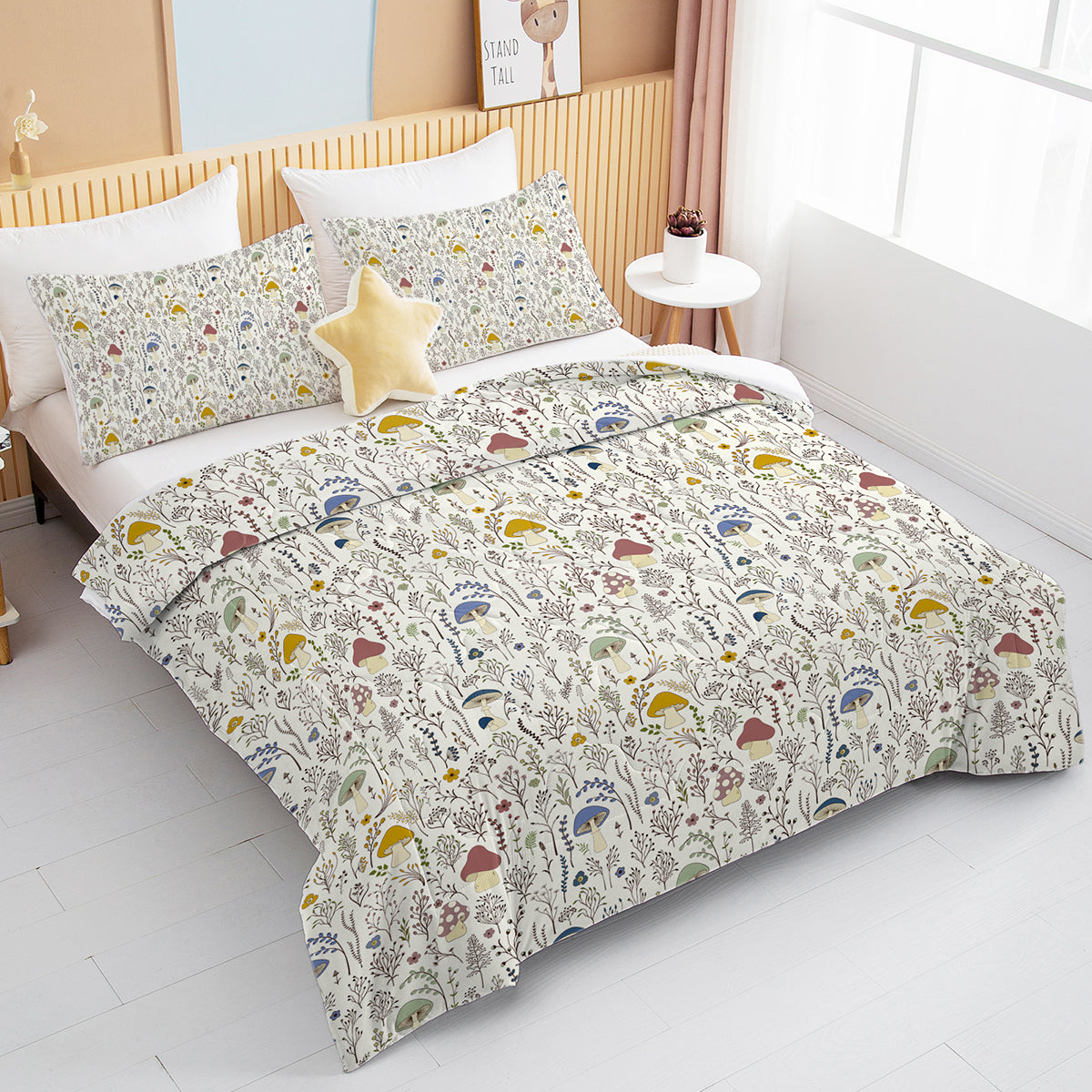 Mushroom Print Comforter Set, Twin, 3 Piece