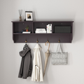 Espresso Entryway Wall Mounted Coat Rack With 4 Dual Hooks Wood