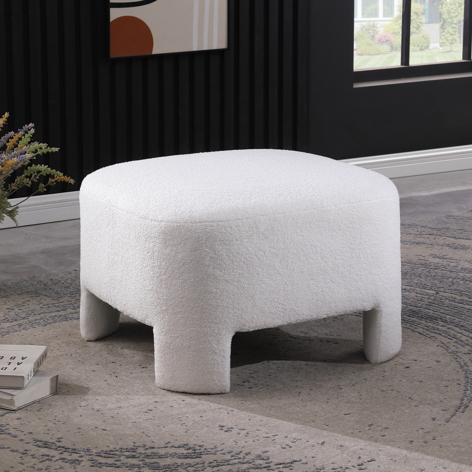 Upholstered Ottoman — White