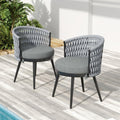 Outdoor Dining Chair - Metal & Rope With Light Gray Cushion, Patio Furniture