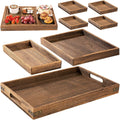 Rustic Wooden Serving Trays With Handles, Set of 7