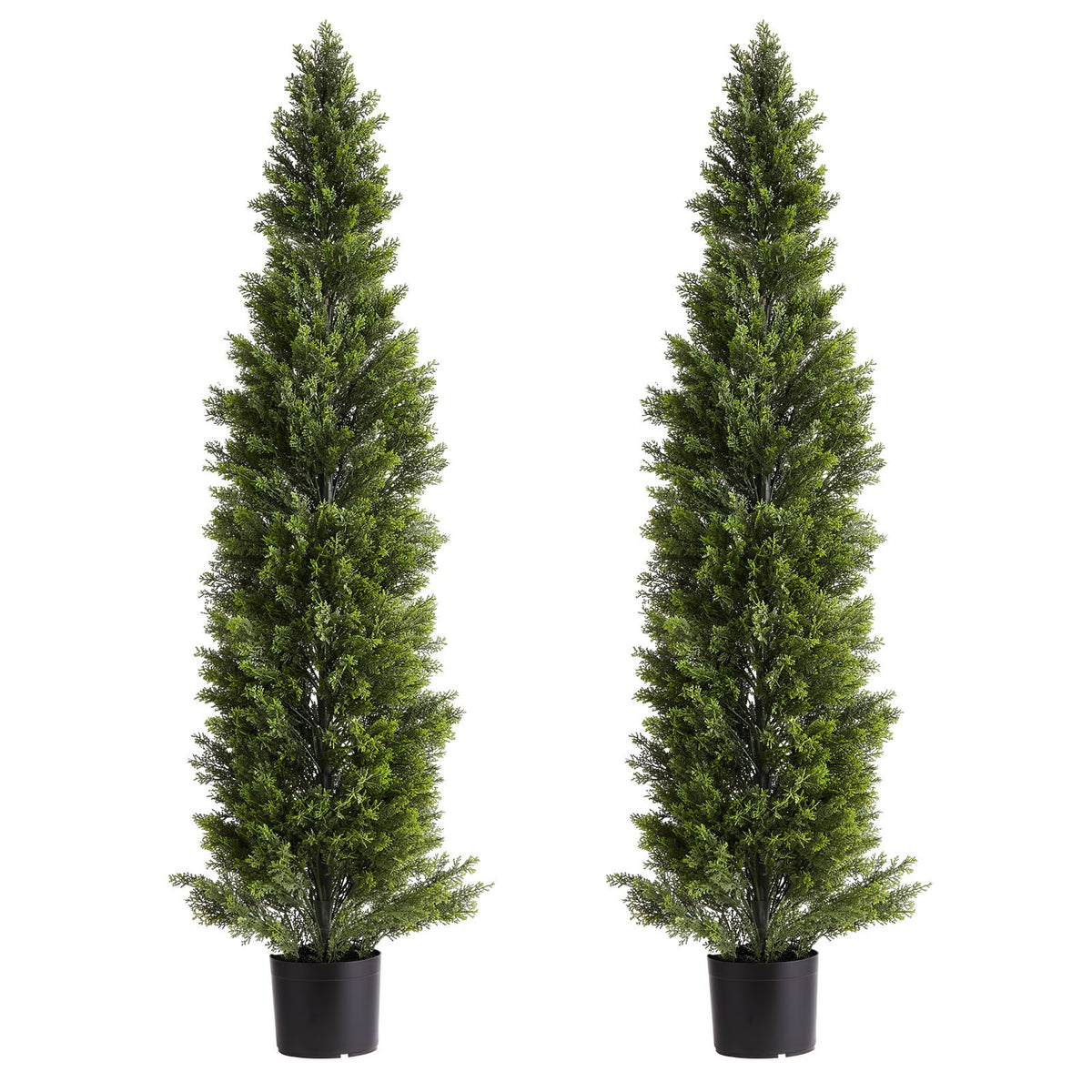 Artificial Topiary Cedar Trees, 60 Inch 2 Set Faux Pine Shrubs Plants, UV Resistant Indoor Outdoor Decor