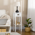 17" Square Side Table Solid Rubber Wood, Walnut Finish End Table For Living Room