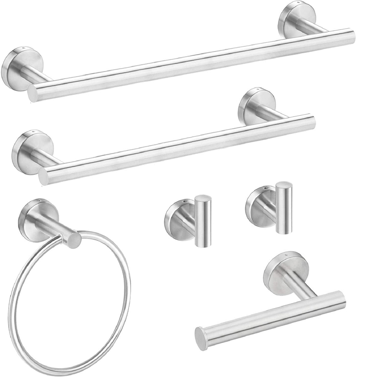 6 Piece Stainless Steel Bathroom Towel Rack Set Wall Mount Brushed
